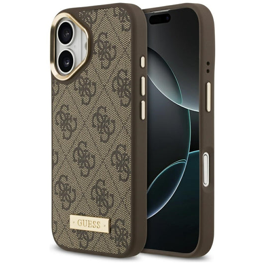 Θήκη MagSafe για Apple iPhone 17, Guess, 4G Logo Plate, Καφέ