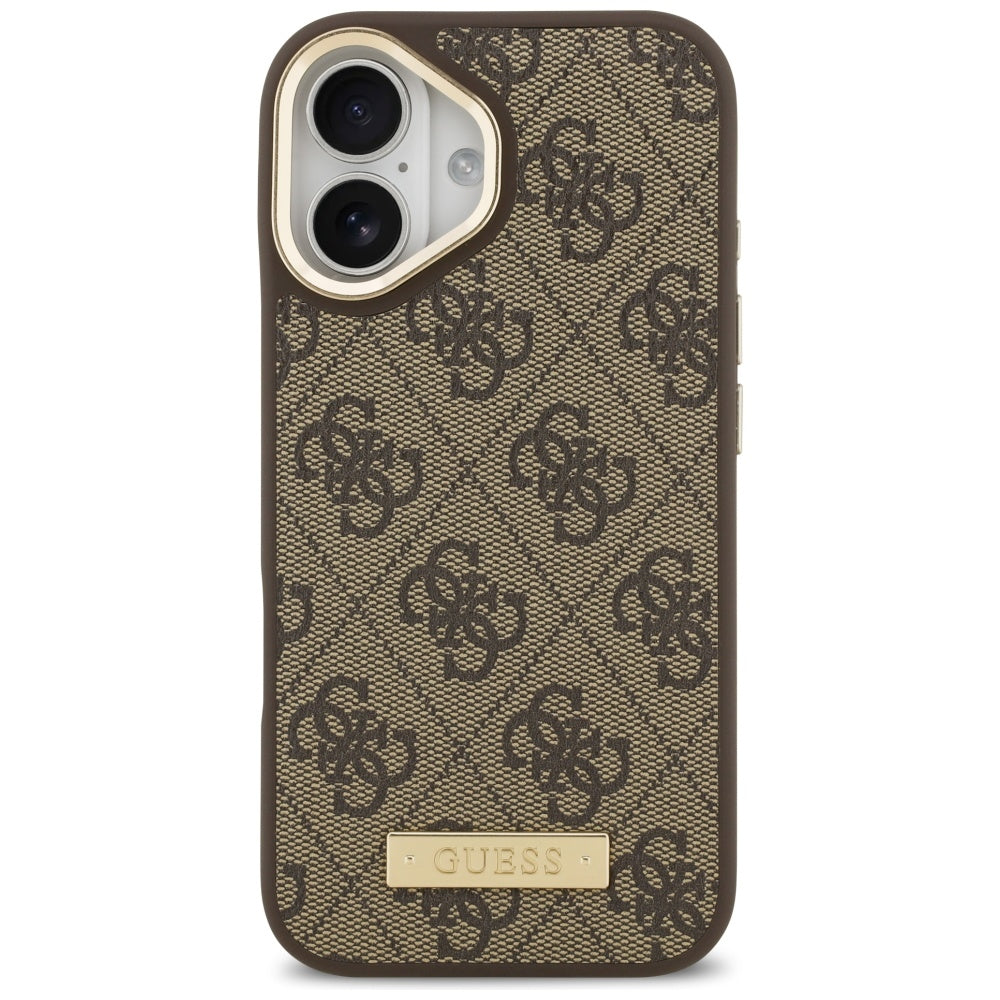 Θήκη MagSafe για Apple iPhone 17, Guess, 4G Logo Plate, Καφέ