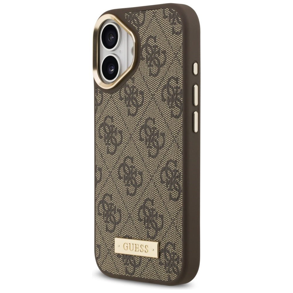 Θήκη MagSafe για Apple iPhone 17, Guess, 4G Logo Plate, Καφέ