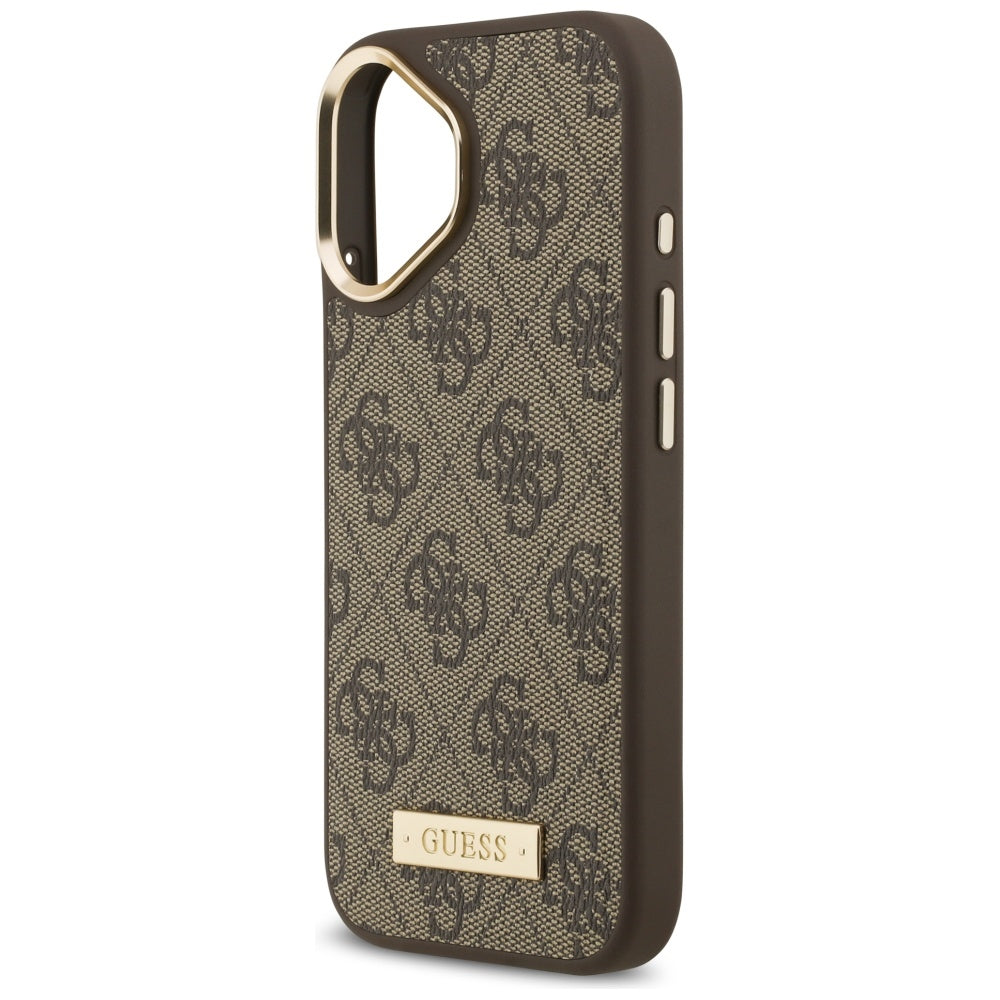 Θήκη MagSafe για Apple iPhone 17, Guess, 4G Logo Plate, Καφέ