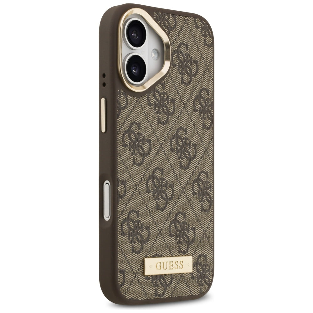 Θήκη MagSafe για Apple iPhone 17, Guess, 4G Logo Plate, Καφέ