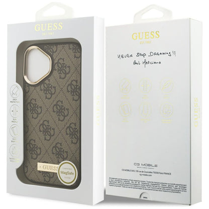 Θήκη MagSafe για Apple iPhone 17, Guess, 4G Logo Plate, Καφέ