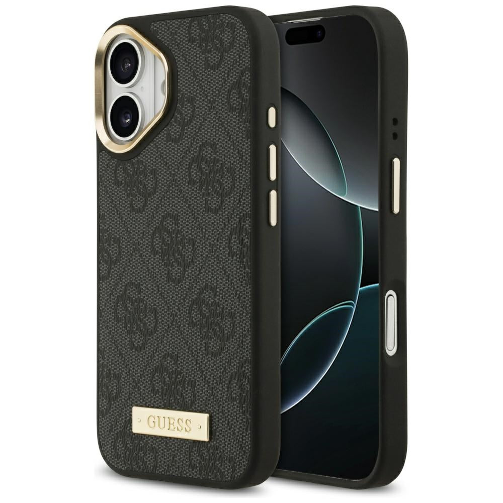 MagSafe Case for Apple iPhone 17, Guess, 4G Logo Plate, Black