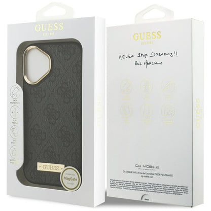MagSafe Case for Apple iPhone 17, Guess, 4G Logo Plate, Black