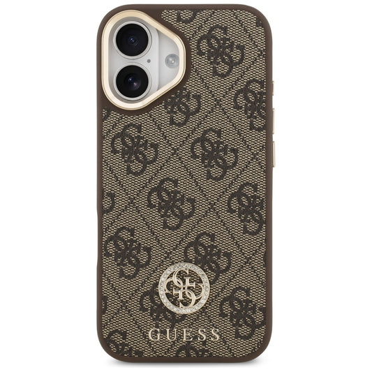 Θήκη MagSafe για Apple iPhone 17, Guess, 4G Strass Logo with Big Strap, Καφέ