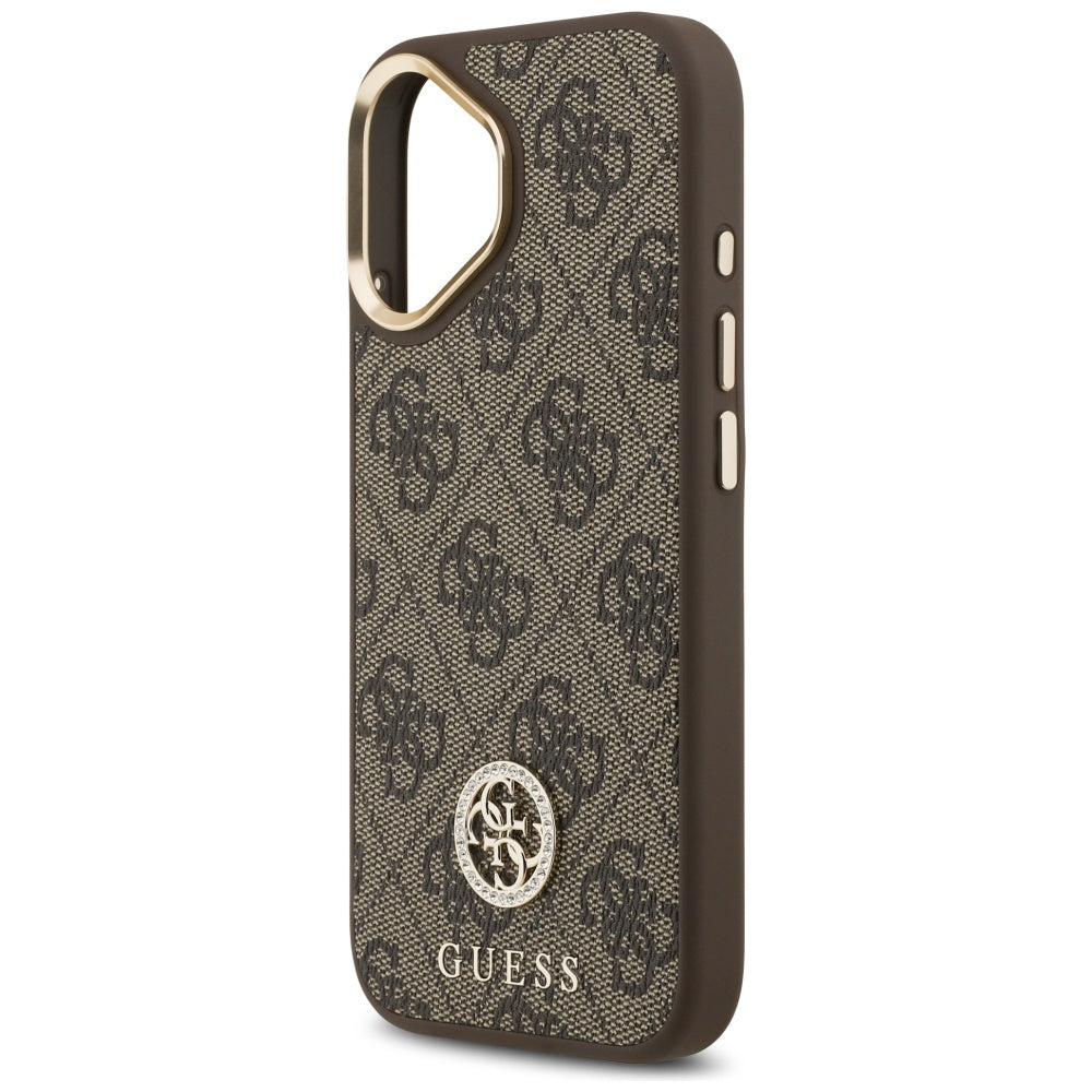 Θήκη MagSafe για Apple iPhone 17, Guess, 4G Strass Logo with Big Strap, Καφέ