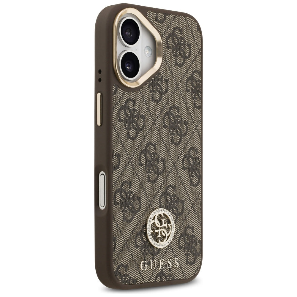 Θήκη MagSafe για Apple iPhone 17, Guess, 4G Strass Logo with Big Strap, Καφέ