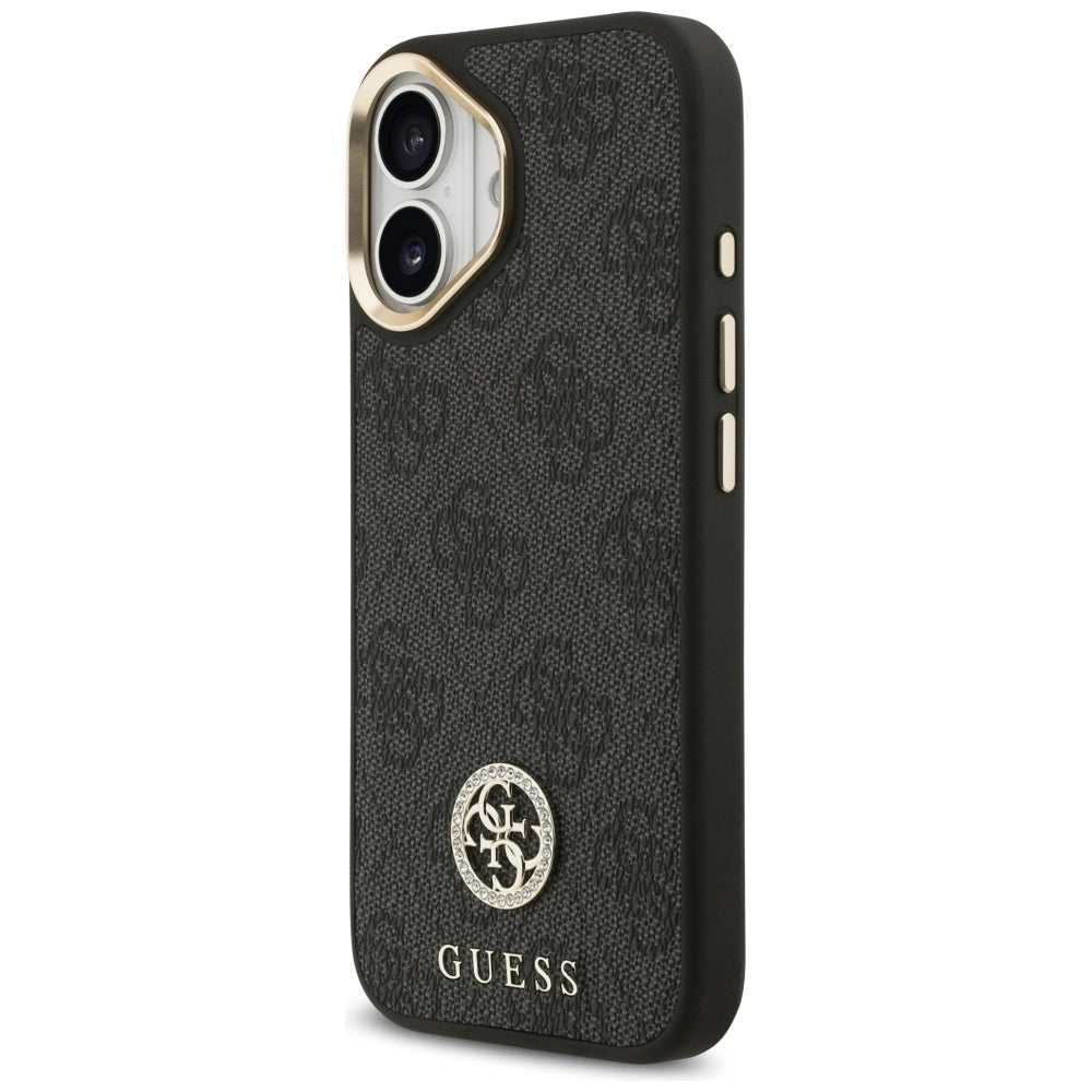 Θήκη MagSafe για Apple iPhone 17, Guess, 4G Strass Logo with Big Strap, Μαύρη