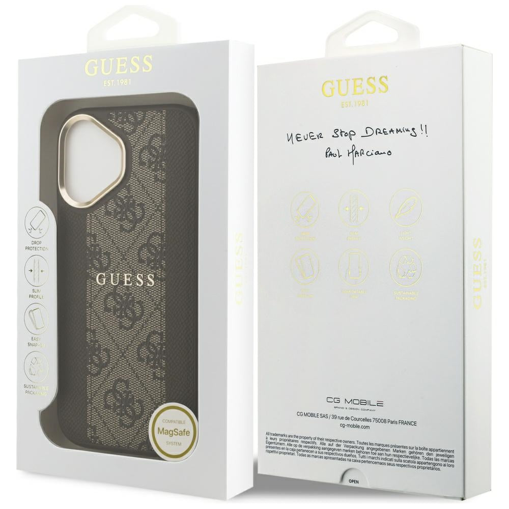 Θήκη MagSafe για Apple iPhone 17, Guess, 4G Stripe, Καφέ