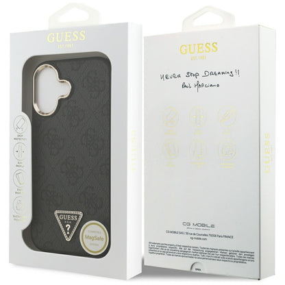 MagSafe Case for Apple iPhone 17, Guess, 4G Triangle Diamond Logo, Black