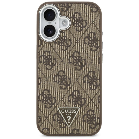 MagSafe Case for Apple iPhone 17, Guess, 4G Triangle Logo, Silver Brown