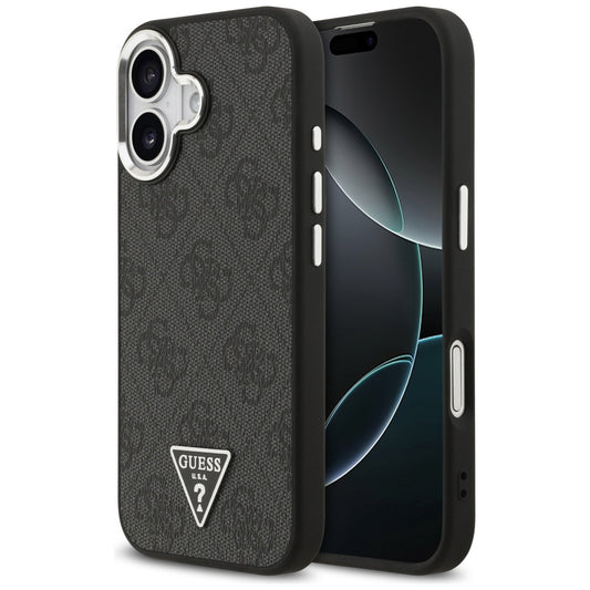 MagSafe Case for Apple iPhone 17, Guess, 4G Triangle Logo, Black Silver