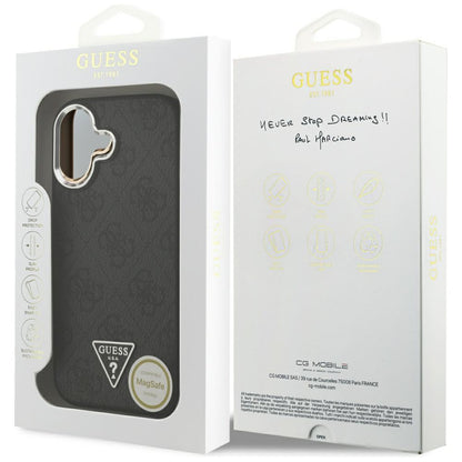 MagSafe Case for Apple iPhone 17, Guess, 4G Triangle Logo, Black Silver
