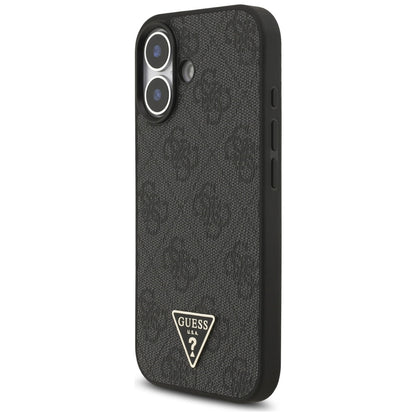 MagSafe Case for Apple iPhone 17, Guess, 4G Triangle Logo with Cord Strap, Black