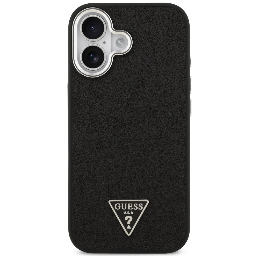 Θήκη MagSafe για Apple iPhone 17, Guess, Glitter Triangle Logo, Μαύρη