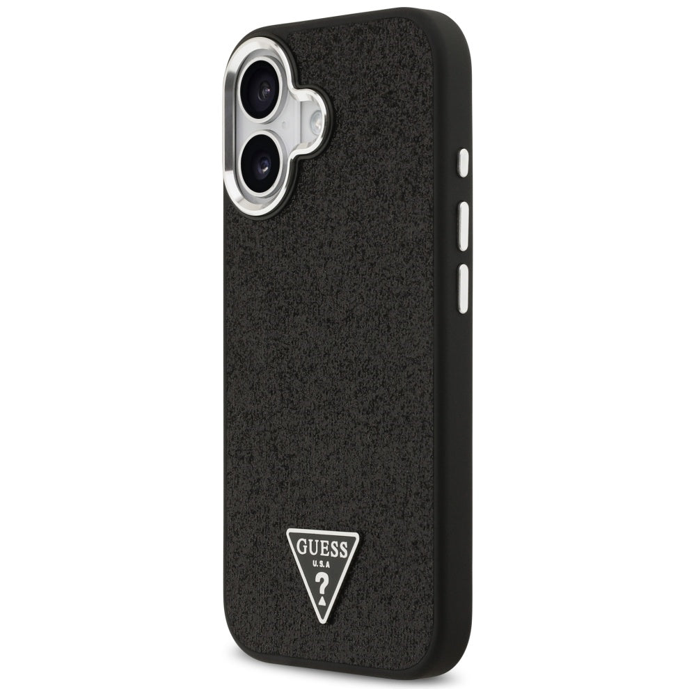 Θήκη MagSafe για Apple iPhone 17, Guess, Glitter Triangle Logo, Μαύρη