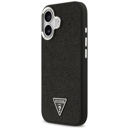 Θήκη MagSafe για Apple iPhone 17, Guess, Glitter Triangle Logo, Μαύρη