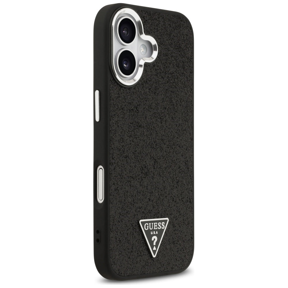Θήκη MagSafe για Apple iPhone 17, Guess, Glitter Triangle Logo, Μαύρη
