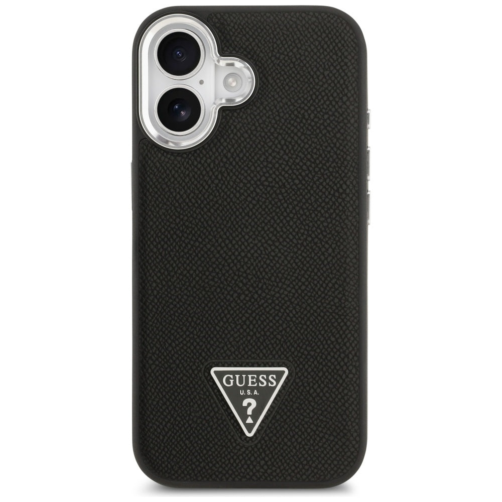 MagSafe Case for Apple iPhone 17, Guess, Grained Triangle Logo, Black