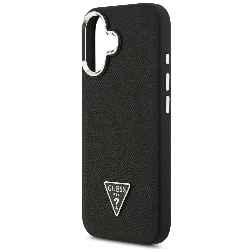 MagSafe Case for Apple iPhone 17, Guess, Grained Triangle Logo, Black