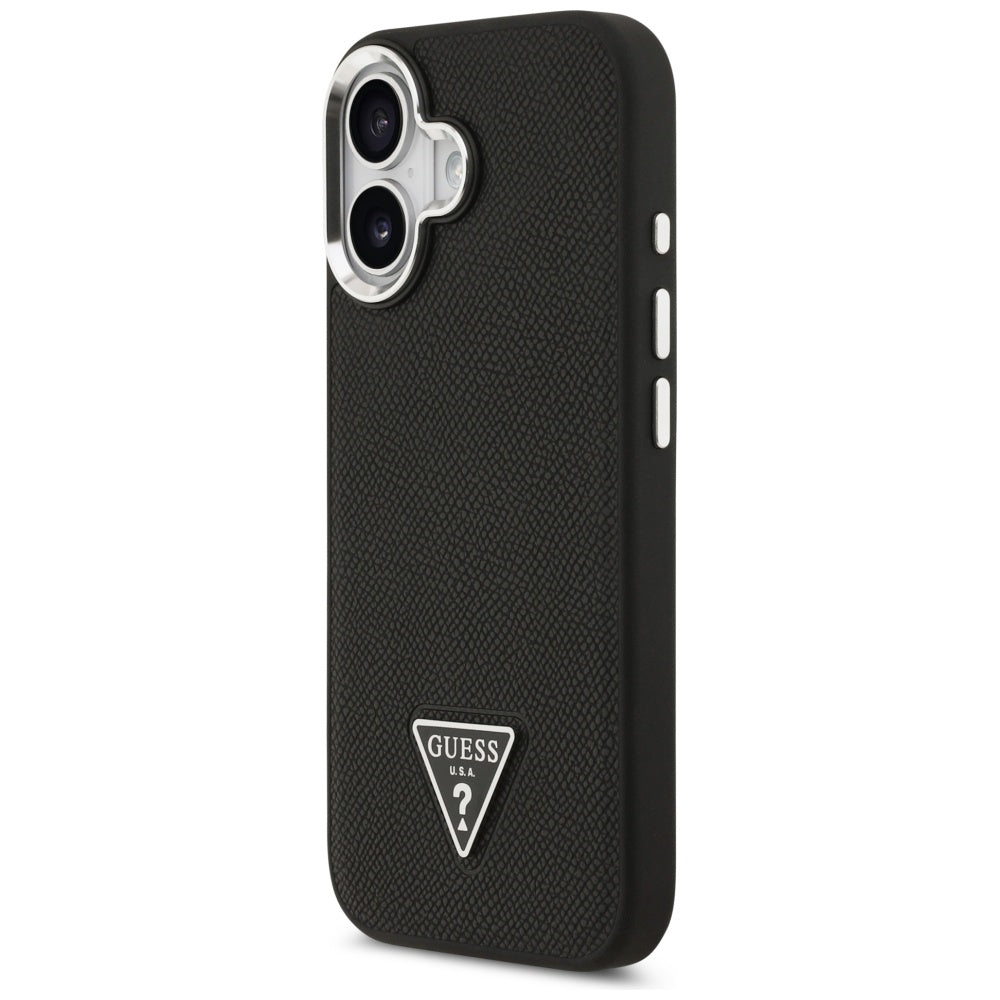 MagSafe Case for Apple iPhone 17, Guess, Grained Triangle Logo, Black