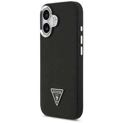 MagSafe Case for Apple iPhone 17, Guess, Grained Triangle Logo, Black