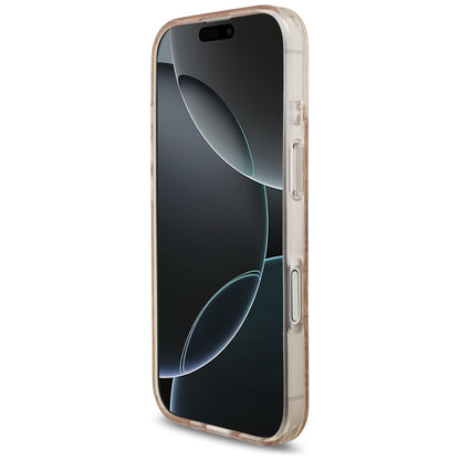 MagSafe Case for Apple iPhone 17, Guess, IML Flowers Allover Electroplated with Pearl Strap, Black
