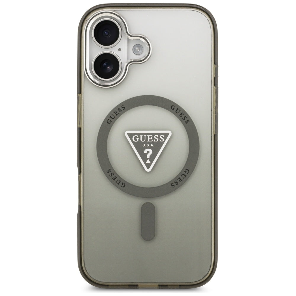 Θήκη MagSafe για Apple iPhone 17, Guess, IML Gradient Triangle Logo, Χακί Ασημί