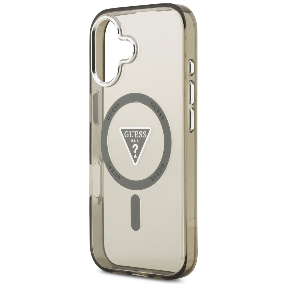 Θήκη MagSafe για Apple iPhone 17, Guess, IML Gradient Triangle Logo, Χακί Ασημί