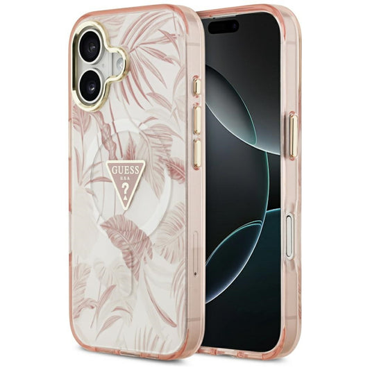 MagSafe Case for Apple iPhone 17, Guess, Jungle Tonal Triangle, Pink