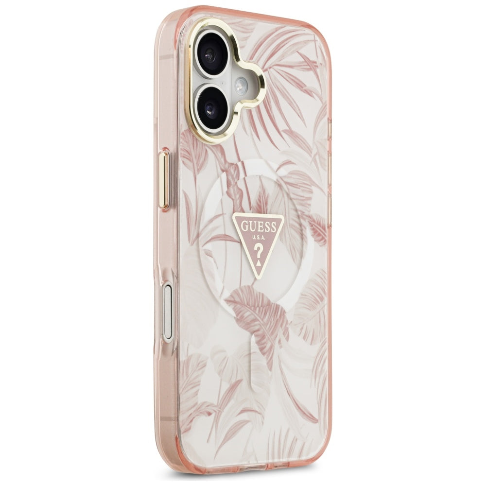 MagSafe Case for Apple iPhone 17, Guess, Jungle Tonal Triangle, Pink