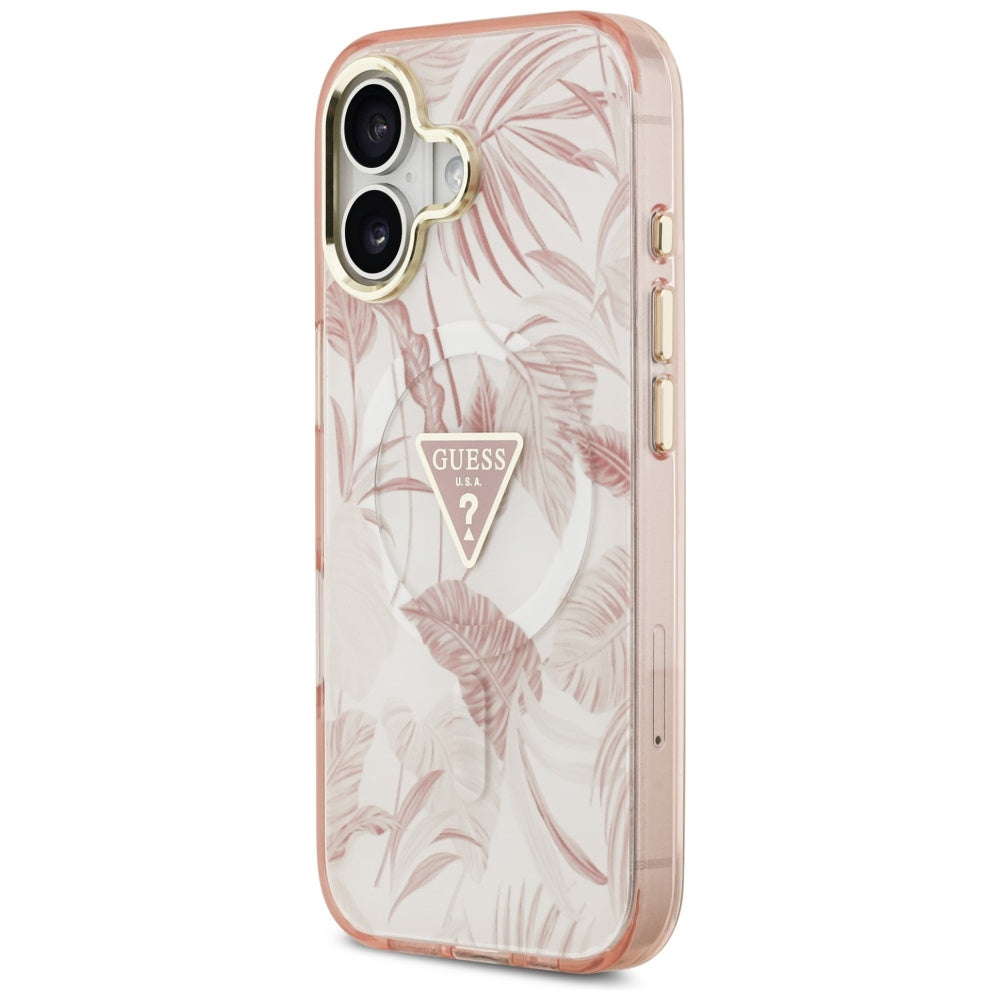 MagSafe Case for Apple iPhone 17, Guess, Jungle Tonal Triangle, Pink