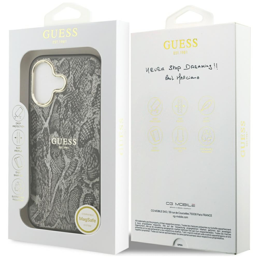 Θήκη MagSafe για Apple iPhone 17, Guess, Python Pattern, Μαύρη