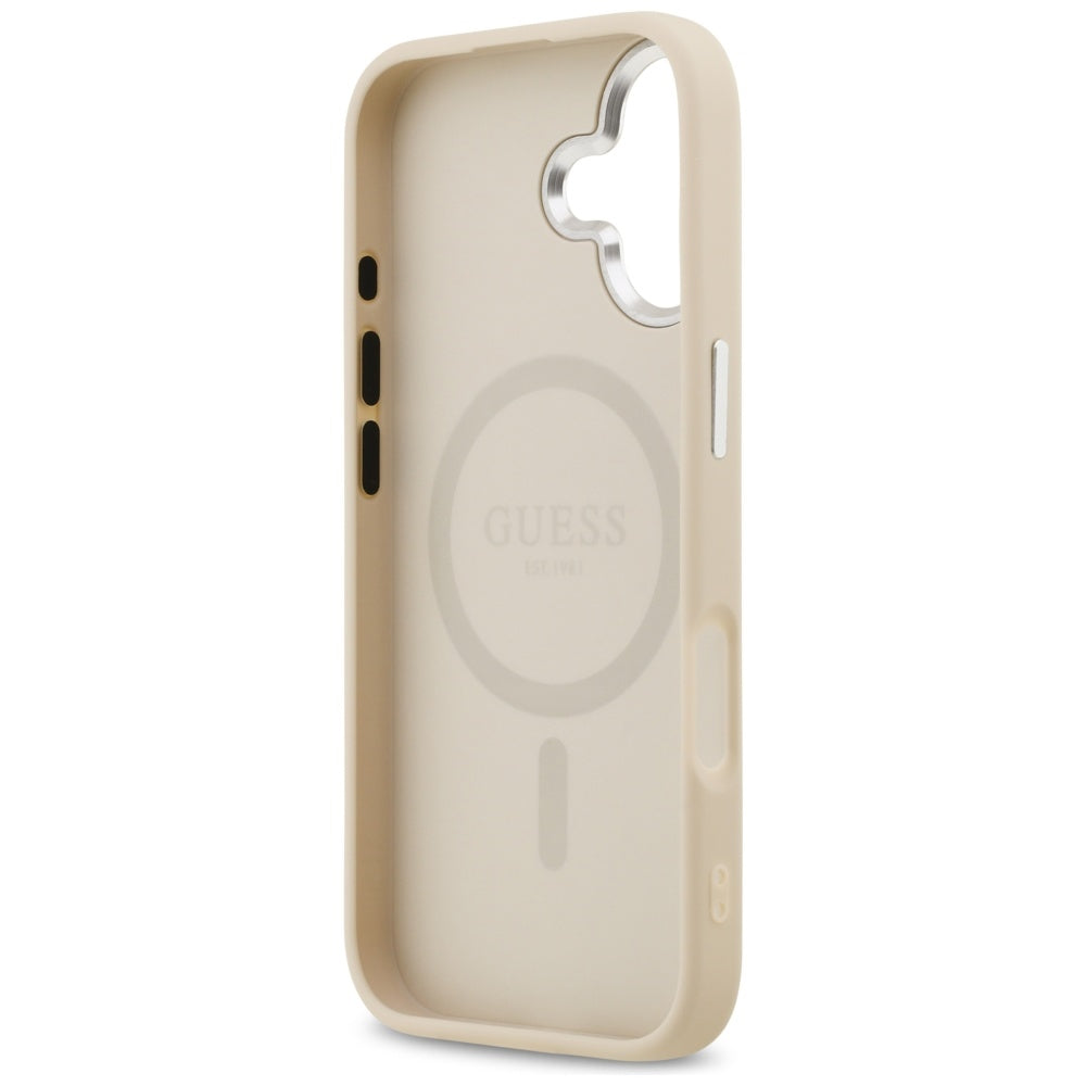 Θήκη MagSafe για Apple iPhone 17, Guess, Triangle Logo, Ασημί Μπεζ