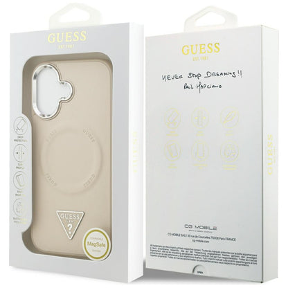 Θήκη MagSafe για Apple iPhone 17, Guess, Triangle Logo, Ασημί Μπεζ