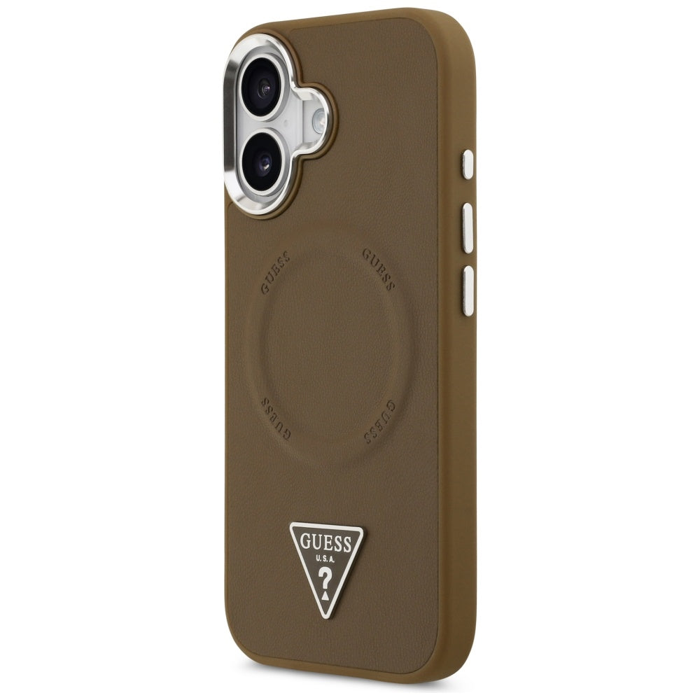 MagSafe Case for Apple iPhone 17, Guess, Triangle Logo, Silver Brown