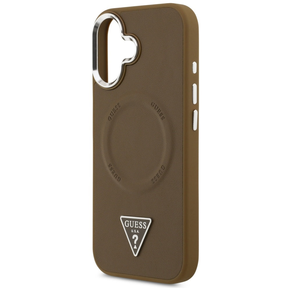 MagSafe Case for Apple iPhone 17, Guess, Triangle Logo, Silver Brown