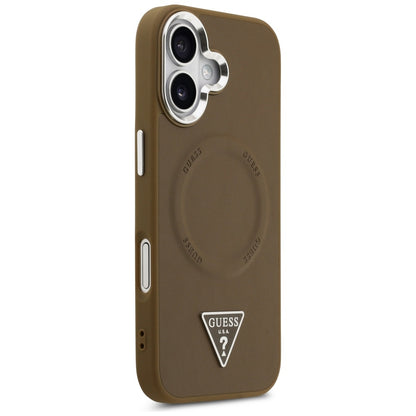 MagSafe Case for Apple iPhone 17, Guess, Triangle Logo, Silver Brown
