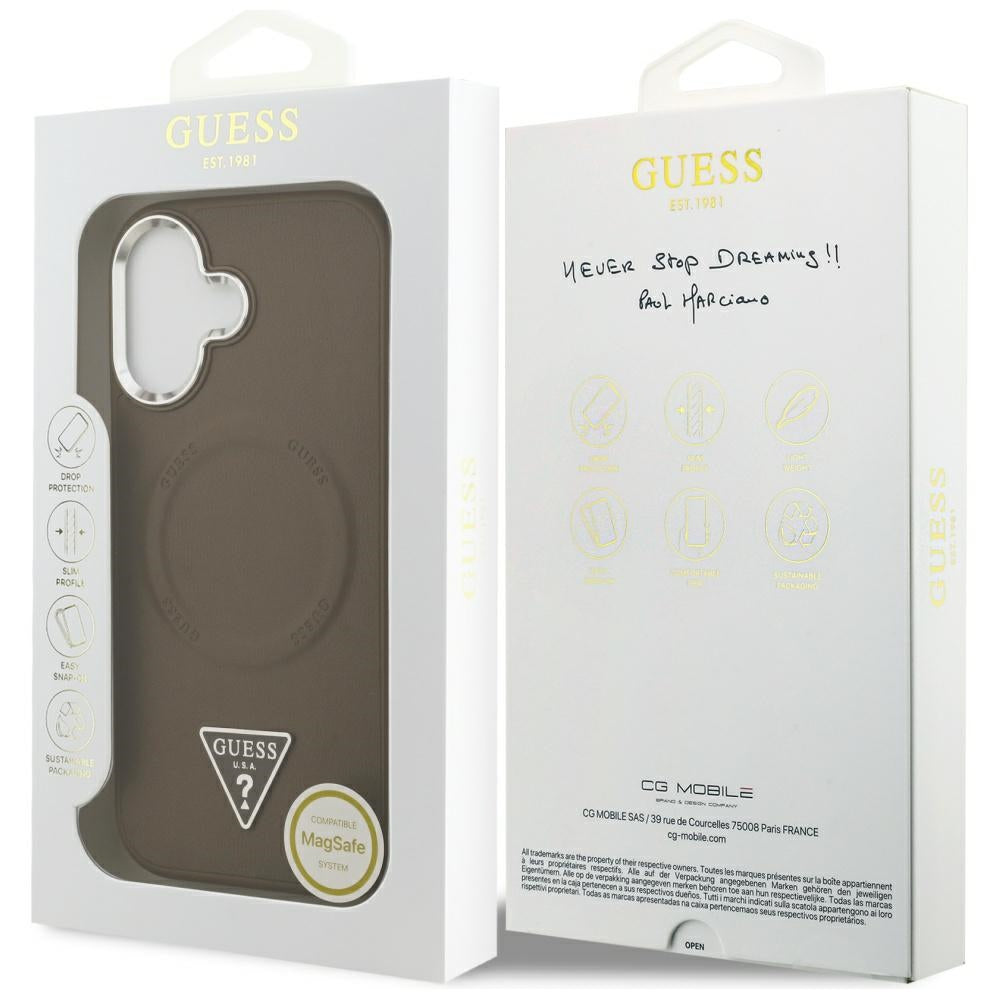 MagSafe Case for Apple iPhone 17, Guess, Triangle Logo, Silver Brown