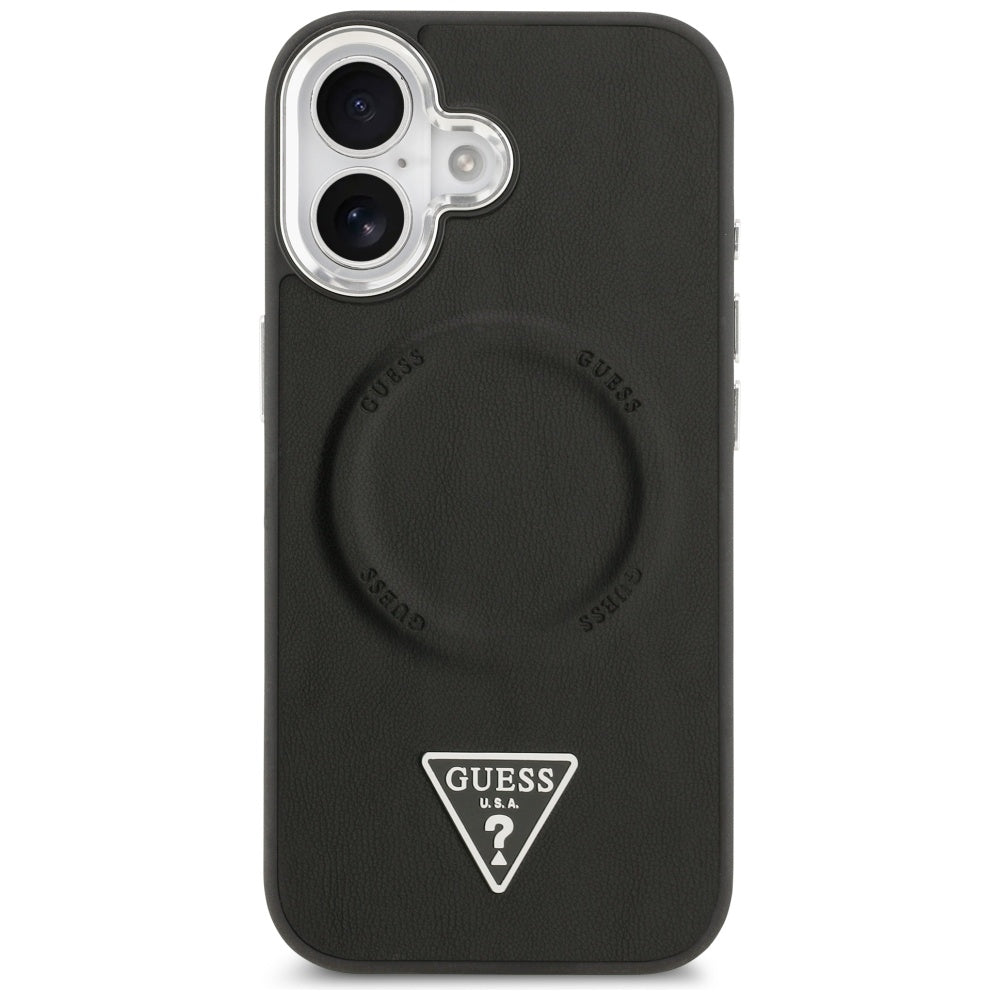 MagSafe Case for Apple iPhone 17, Guess, Triangle Logo, Black Silver