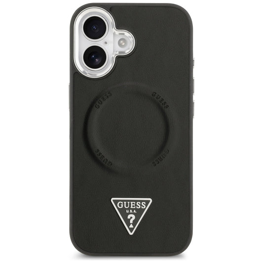 MagSafe Case for Apple iPhone 17, Guess, Triangle Logo, Black Silver