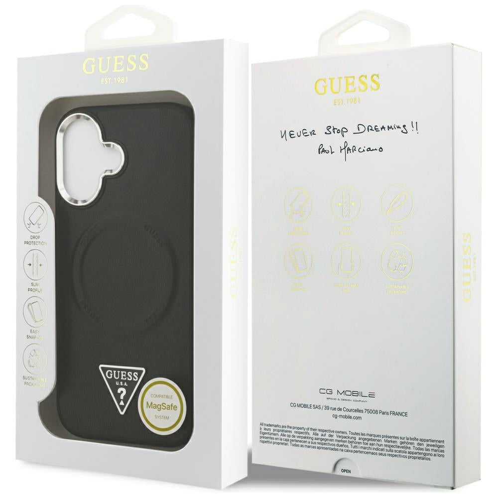 MagSafe Case for Apple iPhone 17, Guess, Triangle Logo, Black Silver