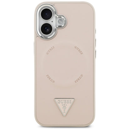 MagSafe Case for Apple iPhone 17, Guess, Triangle Logo, Silver Pink