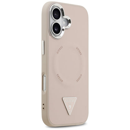 MagSafe Case for Apple iPhone 17, Guess, Triangle Logo, Silver Pink