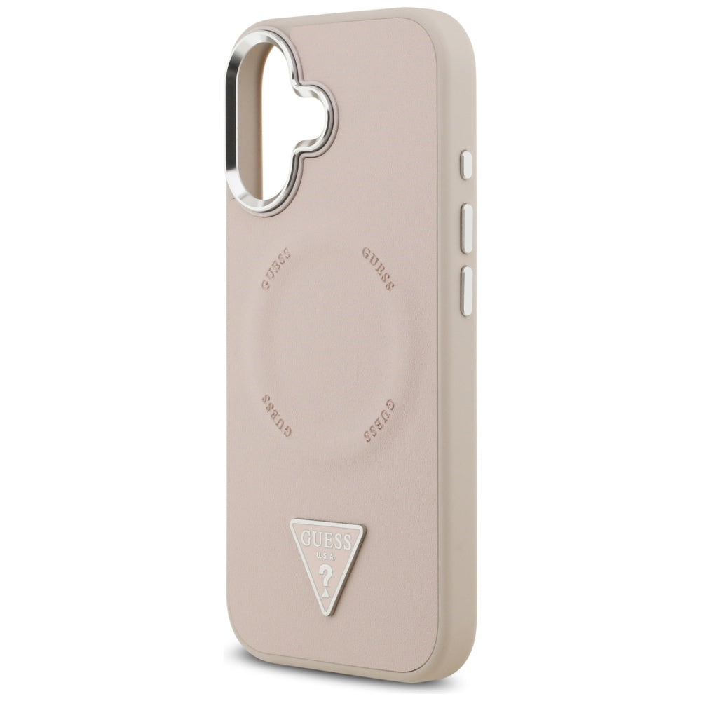MagSafe Case for Apple iPhone 17, Guess, Triangle Logo, Silver Pink