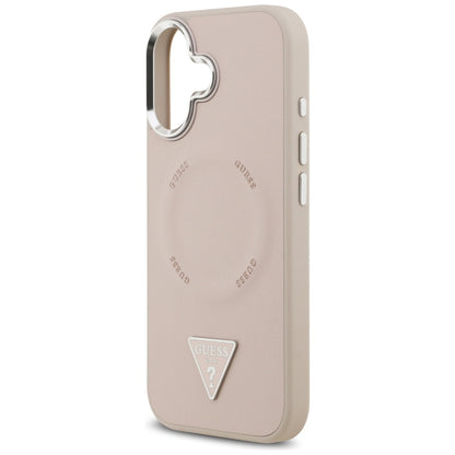 MagSafe Case for Apple iPhone 17, Guess, Triangle Logo, Silver Pink