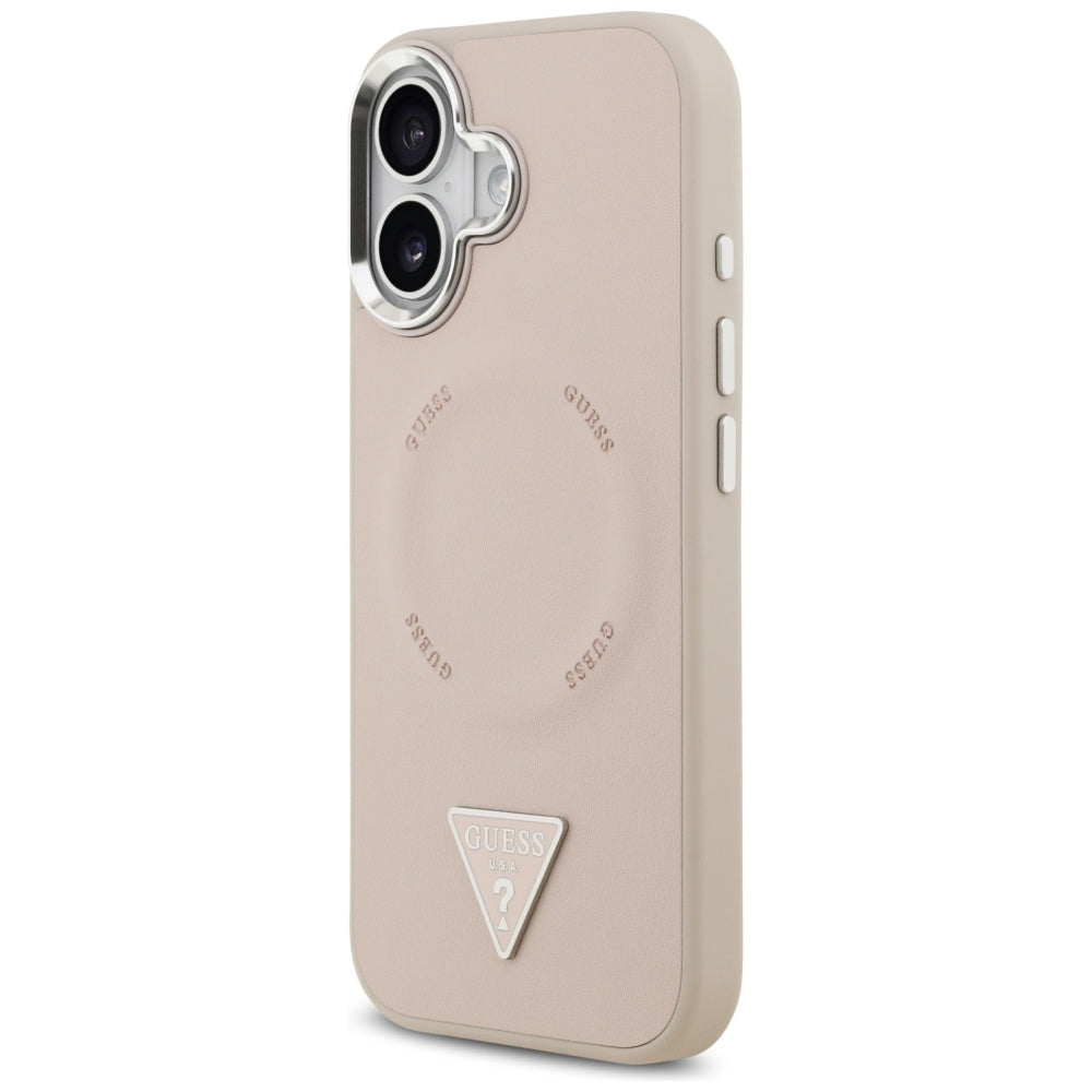 MagSafe Case for Apple iPhone 17, Guess, Triangle Logo, Silver Pink