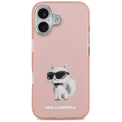 Θήκη MagSafe για Apple iPhone 17, Karl Lagerfeld, IML Aquarelle Logo Choupette, Ροζ