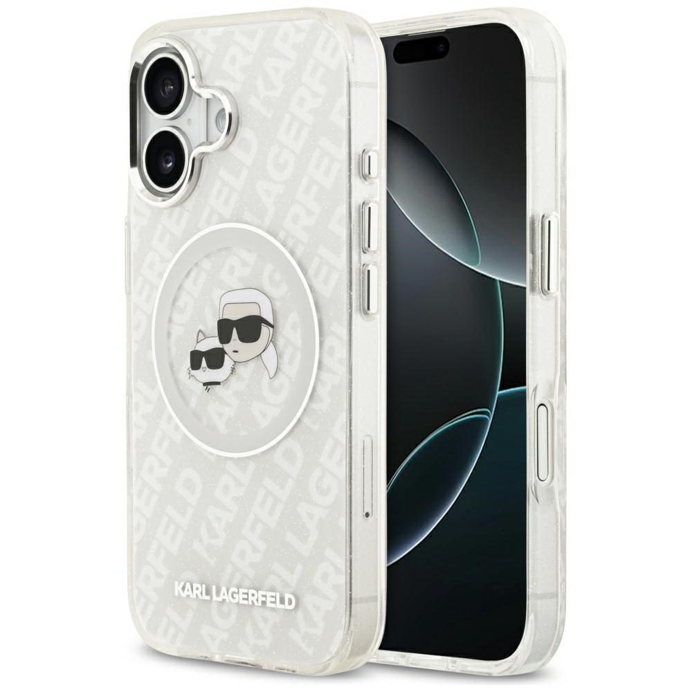 Θήκη MagSafe για Apple iPhone 17, Karl Lagerfeld, IML Glitter Karl & Choupette`s Heads, Γκρι