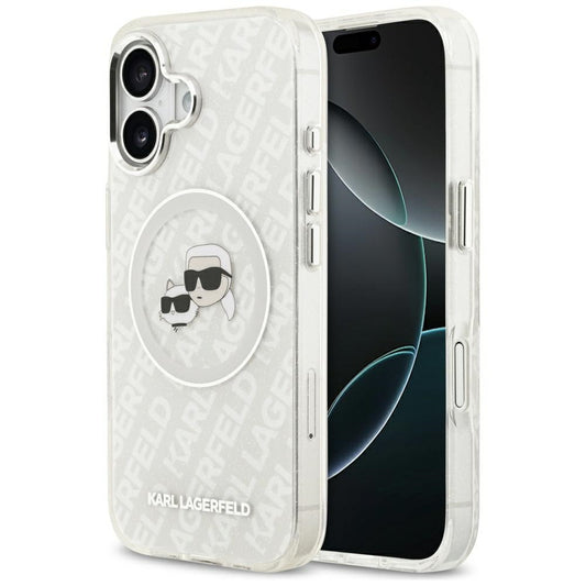 Θήκη MagSafe για Apple iPhone 17, Karl Lagerfeld, IML Glitter Karl & Choupette`s Heads, Γκρι